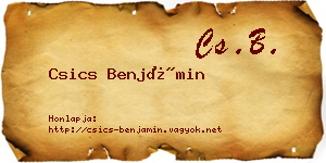 Csics Benjámin névjegykártya